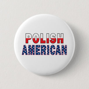 Poolse Amerikaanse vlag Ronde Button 5,7 Cm