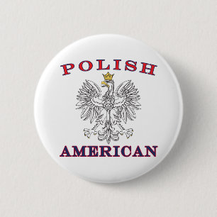 Poolse Amerikaanse witte adelaar Ronde Button 5,7 Cm