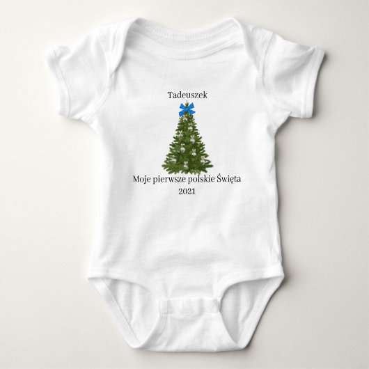 Poolse baby 1e Kerstkerst op Baby Bodysuit (Voorkant)
