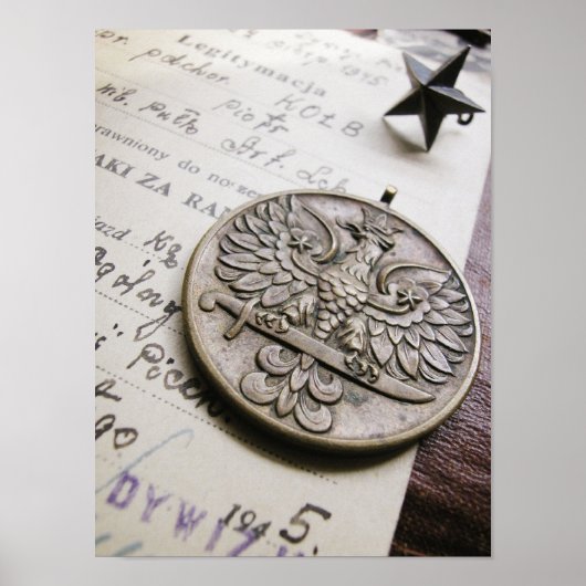 Poolse Eagle War Medal Print (Voorkant)