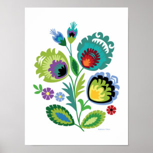 Poolse Folk Art Green Flower Poster