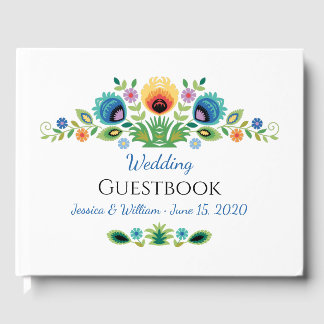 Poolse Folk Bloemen Lavendel en Geel Gastenboek