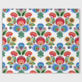 Poolse Folk Flowers Cadeaupapier (Vlak)