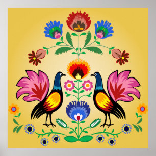 Poolse folk met decoratieve karbonade poster