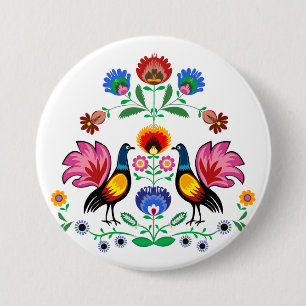 Poolse folk met decoratieve karbonade ronde button 7,6 cm