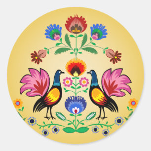 Poolse folk met decoratieve karbonade ronde sticker