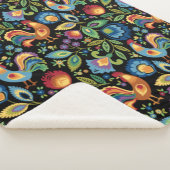 Poolse Folk Roosters Sherpa Blanket Deken (3/4)