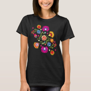 Poolse folklore met roze bloemen t-shirt