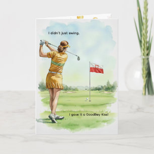 Poolse golfer verjaardagskaart, retro dame, Polen Kaart