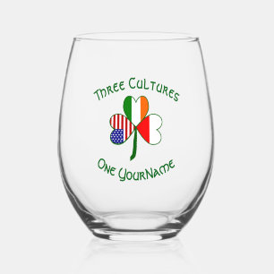 Poolse Ierse vlaggen Shamrock gepersonaliseerd Wijnglas Zonder Voet