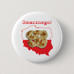 Poolse kaart Pierogi Smacznego Ronde Button 5,7 Cm