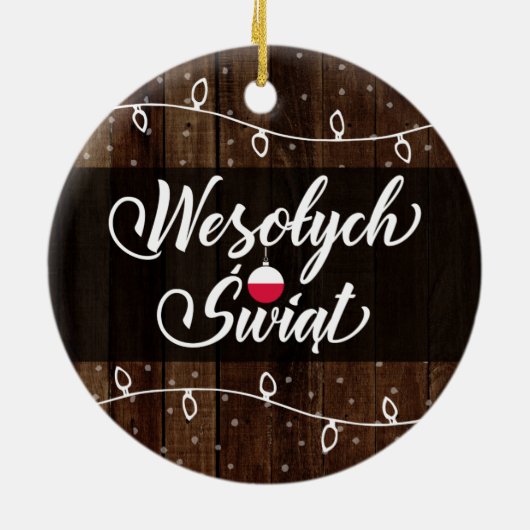 Poolse kerst, Wesołych Świąt Rustic Keramisch Ornament (Achterkant)