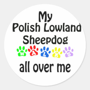 Poolse Laagland Sheepdog wandelingen Ronde Sticker