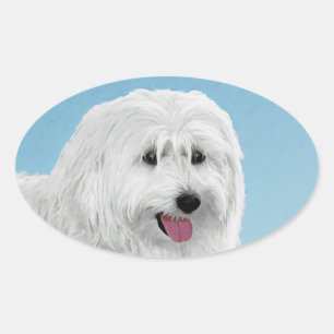 Poolse Laaglandschilderkunst - Dog Art Ovale Sticker