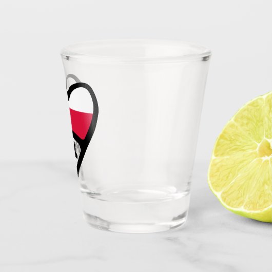 Poolse landcode Vlag hart, POL Shot Glas (Rechts)