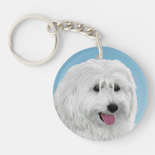 Poolse lewland Sheepdog Painting - Original Dog Ar Sleutelhanger
