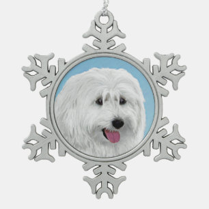 Poolse lewland Sheepdog Painting - Original Dog Ar Tin Sneeuwvlok Ornament
