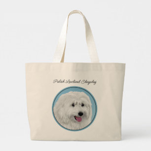 Poolse Lowland Sheepdog Schilderen Originele Hond  Grote Tote Bag