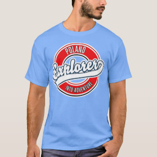 Poolse ontdekkingsreiziger in avontuurlijke logo t-shirt