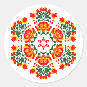 Poolse ontwerp bloemen ronde sticker