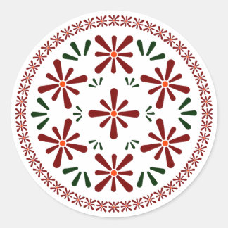 Poolse ontwerp bloemen ronde sticker