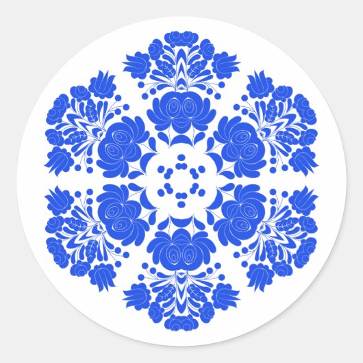 Poolse ontwerp bloemen ronde sticker (Voorkant)
