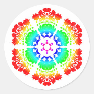 Poolse ontwerp bloemen ronde sticker