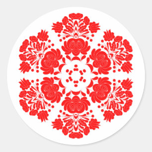 Poolse ontwerp bloemen ronde sticker