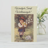 Poolse paasgroeten Wesolych Swiat uitnodiging (Staand voorkant)