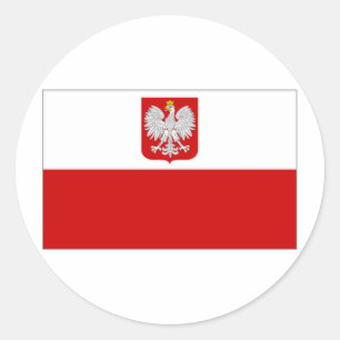 Poolse staatsvlag en burgerlijk vaandel ronde sticker