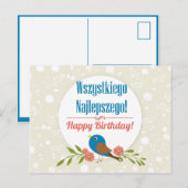 Poolse verjaardagskaart briefkaart (Voorkant / Achterkant)