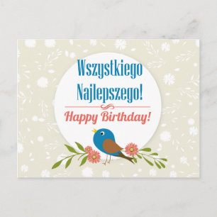 Poolse verjaardagskaart briefkaart