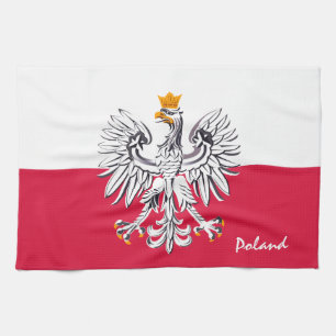 Poolse vlag & Eagle, Poolse mode/sport Theedoek