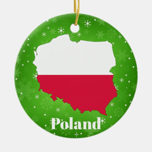 Poolse vlag - kerstkaart keramisch ornament (Voorkant)