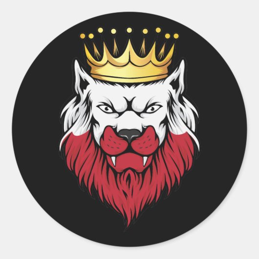 Poolse vlag Lion King Ronde Sticker (Voorkant)