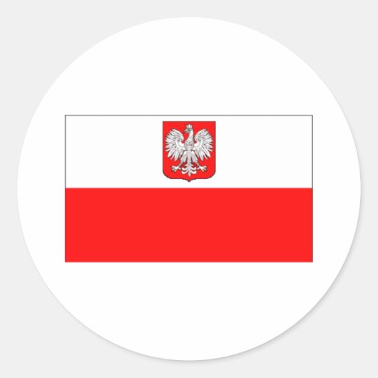 Poolse vlag met adelaar ronde sticker (Voorkant)