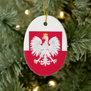 Poolse vlag (met wapen) keramisch ornament