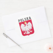 Poolse vlag (met wapen) ronde sticker (Envelop)