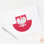 Poolse vlag (met wapen) ronde sticker (Envelop)