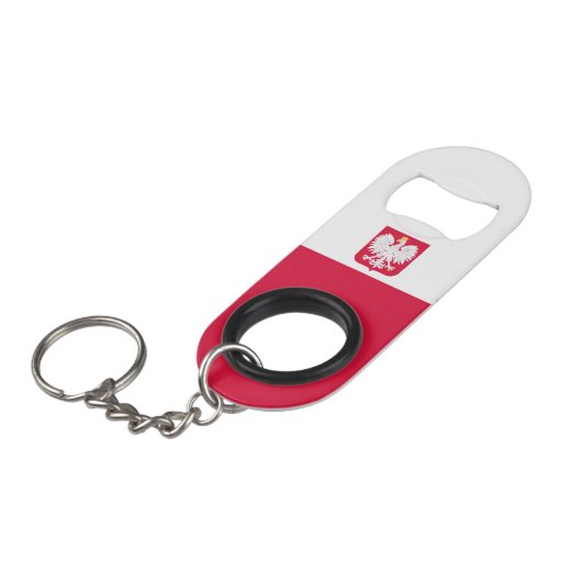 Poolse vlag mini flessenopener (Voorkant Gekanteld)