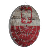 Poolse vlag op oude houten graan dartbord (Voorkant Links)