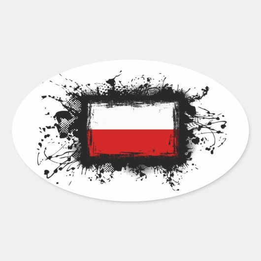 Poolse vlag ovale sticker (Voorkant)