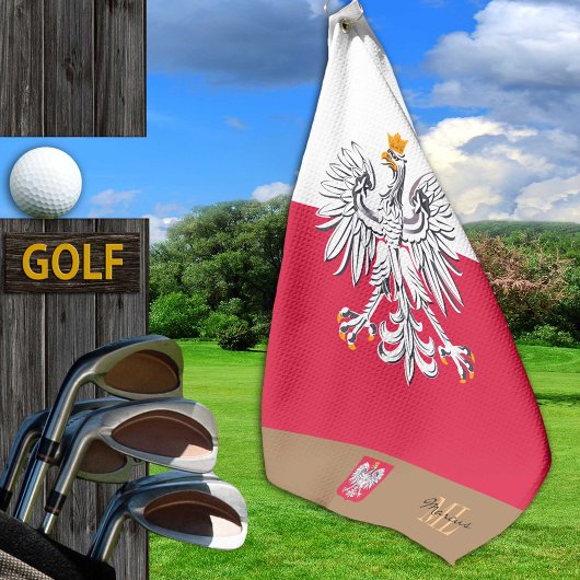 Poolse vlag & Polen, monocgrammed Golfhanddoek