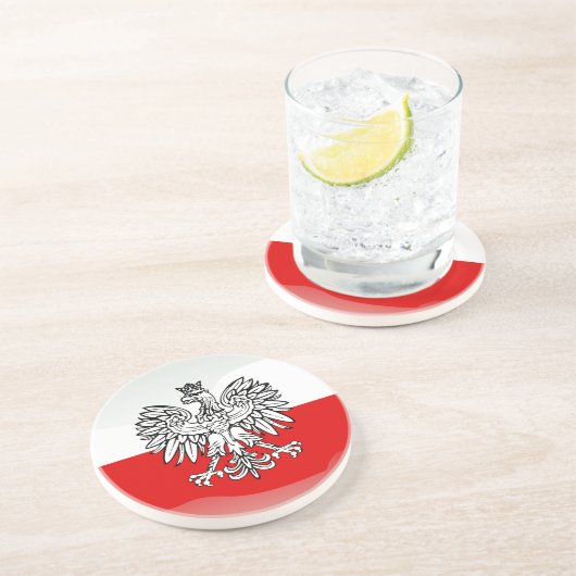 Poolse vlag voor glanzend zandsteen onderzetter (Zijkant)