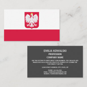 Poolse vlag & wapen, vlag van Polen Visitekaartje