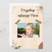 Poolse vogelkaart bedankkaart (Voorkant / Achterkant)