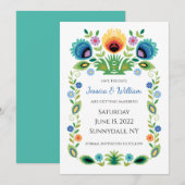 Poolse volksbloemen lavendel en geel save the date (Voorkant / Achterkant)