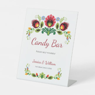 Poolse volksbloemen rood reclamebord met voetstuk