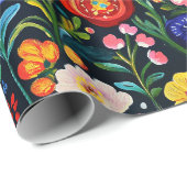 Poolse volkskunst handgeschilderd inpakpapier (Rol Hoek)