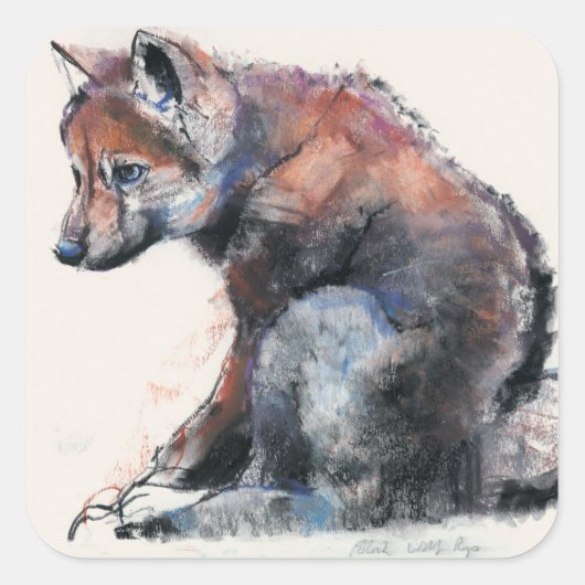 Poolse Wolf Pup 2001 Vierkante Sticker (Voorkant)